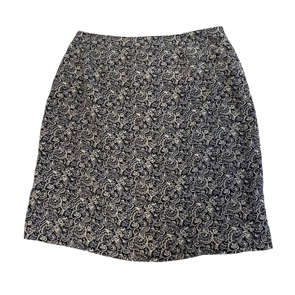 Merona Silk Paisley Skirt 18W Vtg‎ Y2K 90s Blue Whimsigoth Boho Corporate Goth